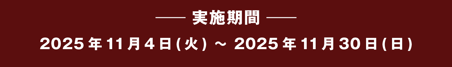実施期間2025年11月4日(火) 〜 2025年11月30日(日)